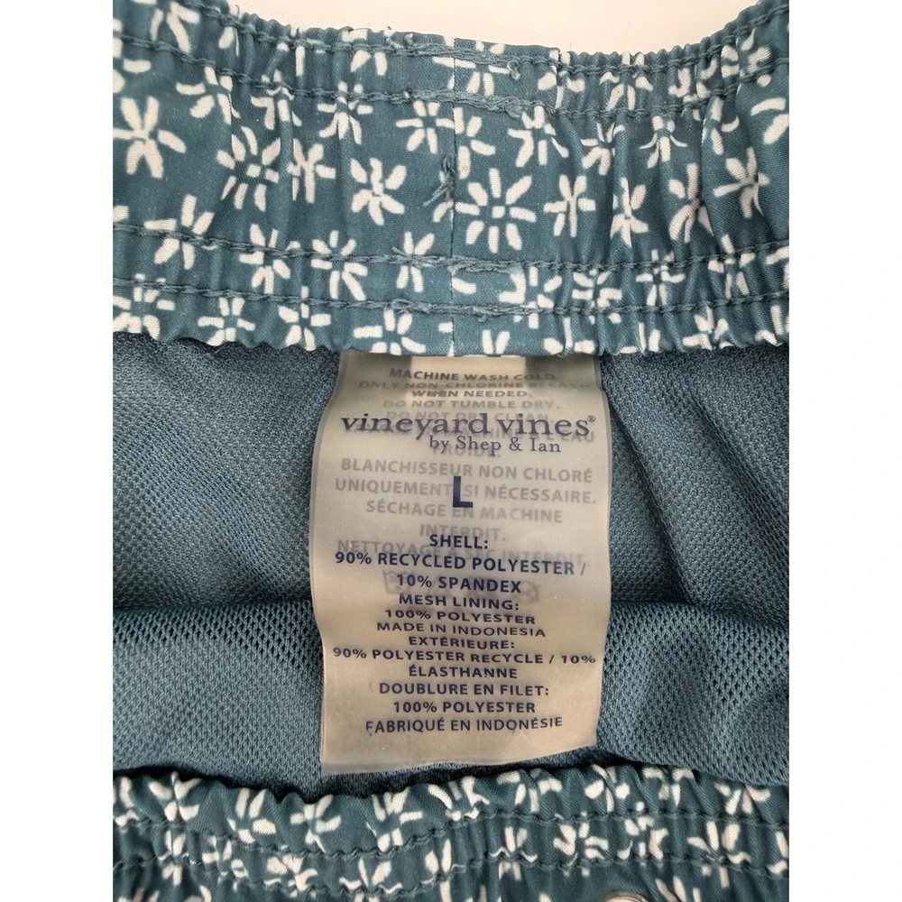 Vineyard Vines Mens Chappy Swim Trunks Blue Floral Daisy 7 Inch Inseam Large L